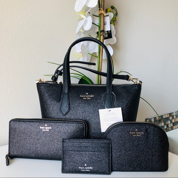 kate spade Handbags - Kate Spade Joeley Small Satchel 4pc Black Glitter